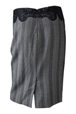 Load image into Gallery viewer, VERSACE Grey Lace Edged Pencil Skirt (IT 38)-Versace-The Freperie