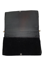 Load image into Gallery viewer, VINTAGE 1930s Black Velvet Embroidered Silver Gold Sunflower Style Zardozi Bag S-The Freperie