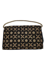 Load image into Gallery viewer, VINTAGE 1390s Black Velvet Hand Embroidered Overlapping Circles Zardozi (S)-The Freperie