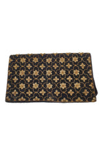 Load image into Gallery viewer, VINTAGE 1930s Black Velvet Hand Embroidered Six Point Flower Repeat Zardozi (S)-The Freperie