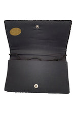 Load image into Gallery viewer, VINTAGE 1960s Black Velvet Hand Embroidered Four Point Flower Repeat Zardozi (S)-The Freperie