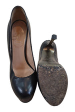 Load image into Gallery viewer, YVES SAINT LAURENT Black Leather Tribute Two Pumps (EU 38)-Yves Saint Laurent-The Freperie
