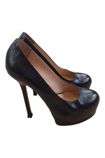 Load image into Gallery viewer, YVES SAINT LAURENT Black Leather Tribute Two Pumps (EU 38)-Yves Saint Laurent-The Freperie
