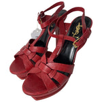 Load image into Gallery viewer, YVES SAINT LAURENT Red Tribute Platform Sandal - Size 40.5-The Freperie
