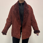 Load image into Gallery viewer, Anne Klein Red Shearling Suede Sheepskin Coat - UK 12-The Freperie
