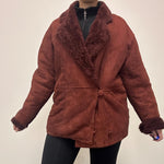 Load image into Gallery viewer, Anne Klein Red Shearling Suede Sheepskin Coat - UK 12-The Freperie
