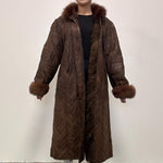 Load image into Gallery viewer, CHRIST Women&#39;s Shearling Leather Long Brown Coat - UK 14-16-The Freperie
