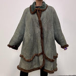 Load image into Gallery viewer, Confezioni in Pelle Sheepskin Shealing Suede Green Coat UK 16-The Freperie
