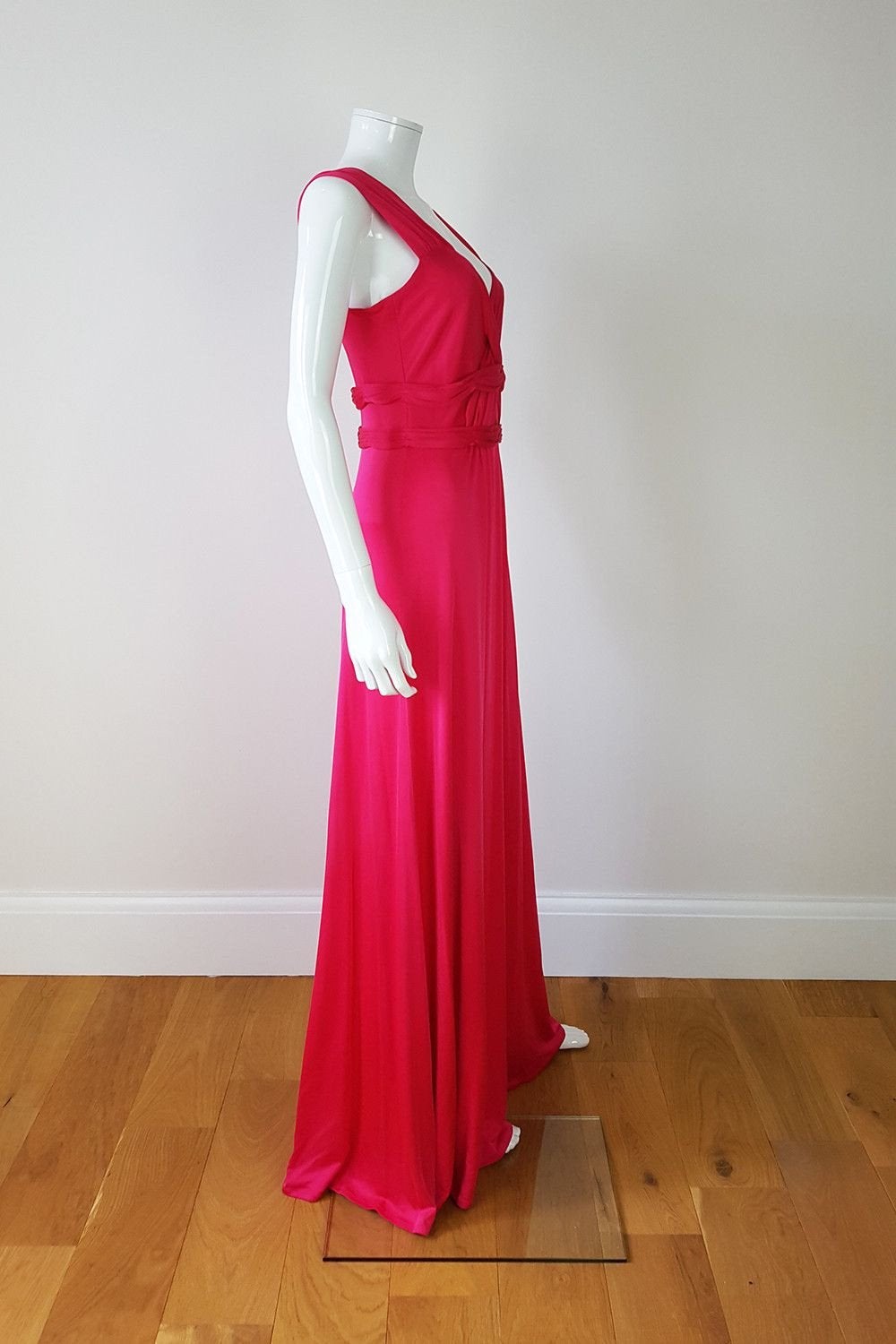 ISSA Hot Pink Jersey Silk Grecian Style Maxi Dress (UK 12) The Freperie ISSA Hot Pink Jersey Silk Grecian Style Maxi Dress (UK 12) The Freperie