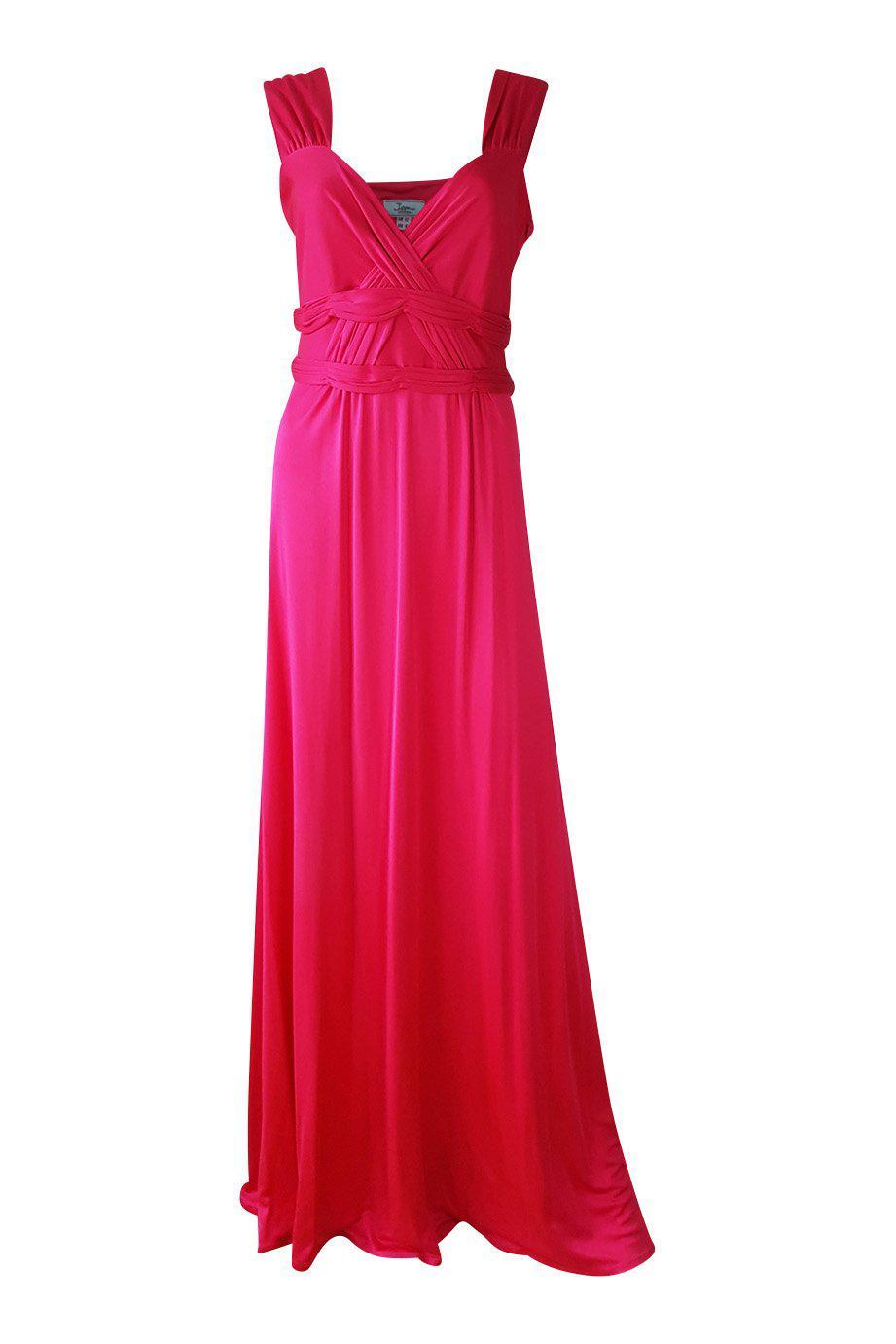 ISSA Fuschia Pink Silk Jersey Long Grecian Style Dress (14)-ISSA-The Freperie