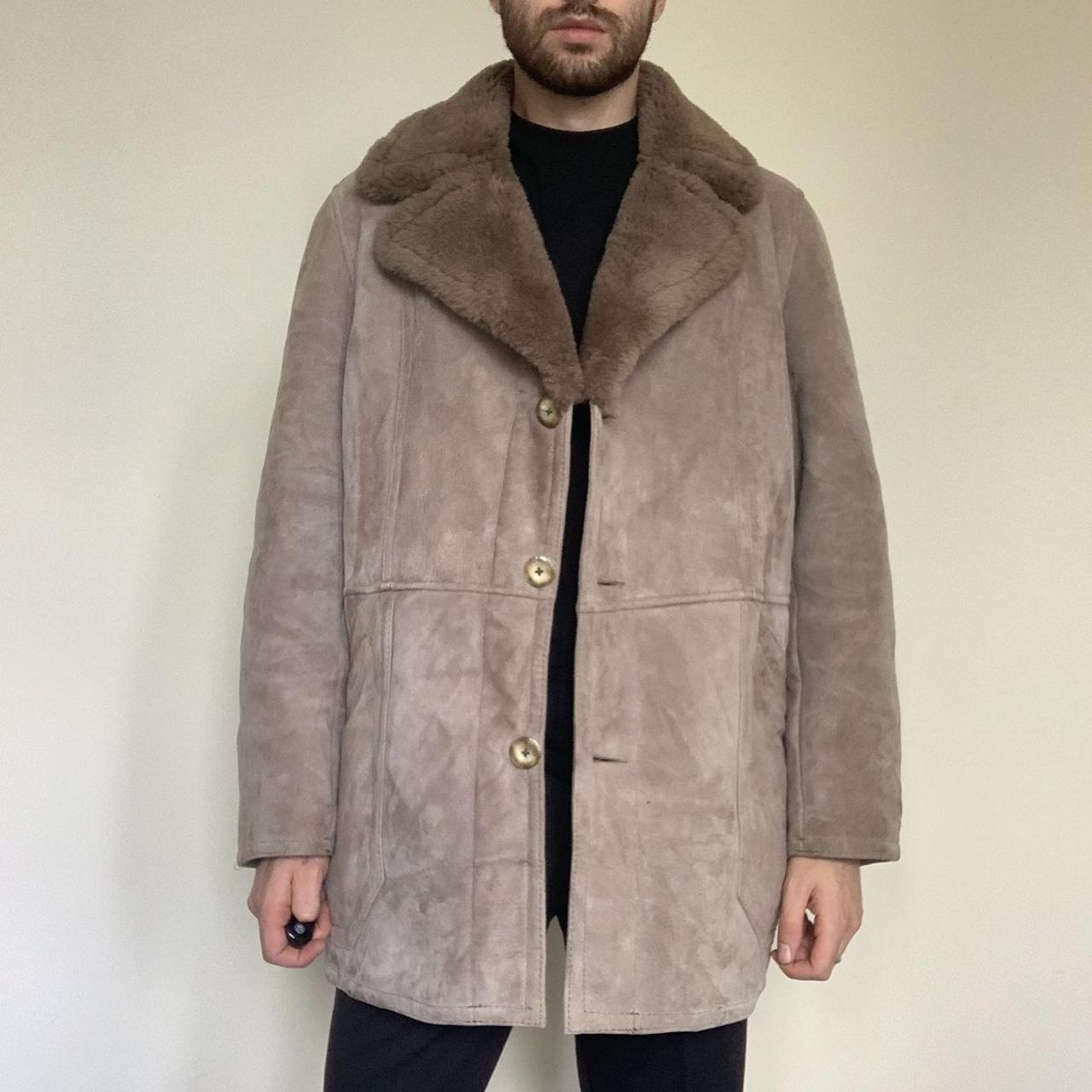 Men's Dove Grey Classic Sheepskin Coat - Large-The Freperie