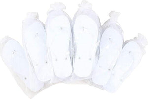 Wedding Party Glitter Flip Flops 10 Pack all Size UK 5-6 White in Organza bags-The Freperie