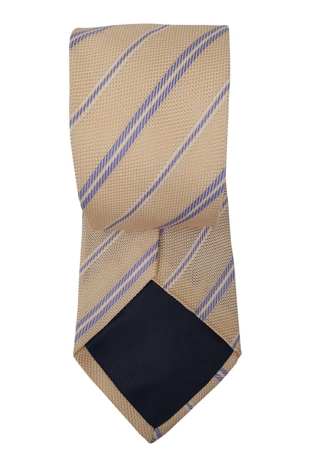 UNBRANDED Silk Salmon Pink Tie Diagonal Stripe Repeat (65")-Unbranded-The Freperie