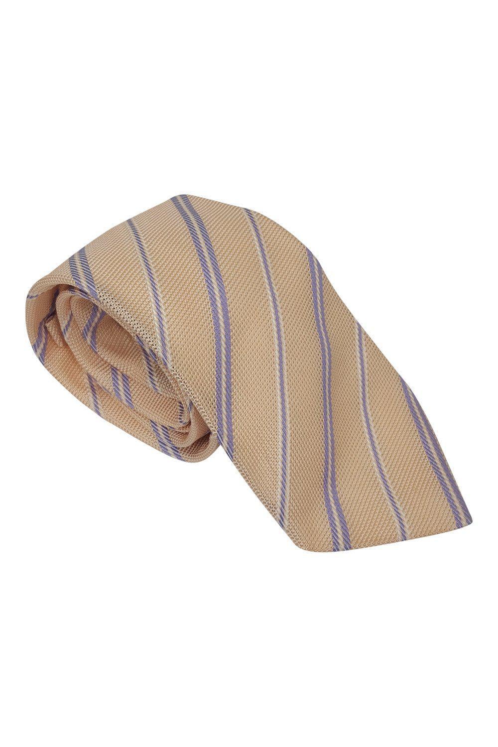 UNBRANDED Silk Salmon Pink Tie Diagonal Stripe Repeat (65")-Unbranded-The Freperie