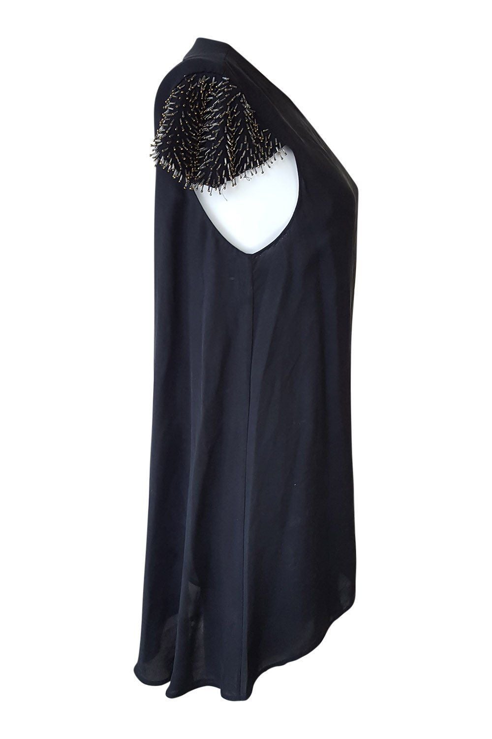 3.1 PHILLIP LIM Black Dress Short Sleeves Asymmetric Hem (UK 8) - Phillip Lim - The Freperie