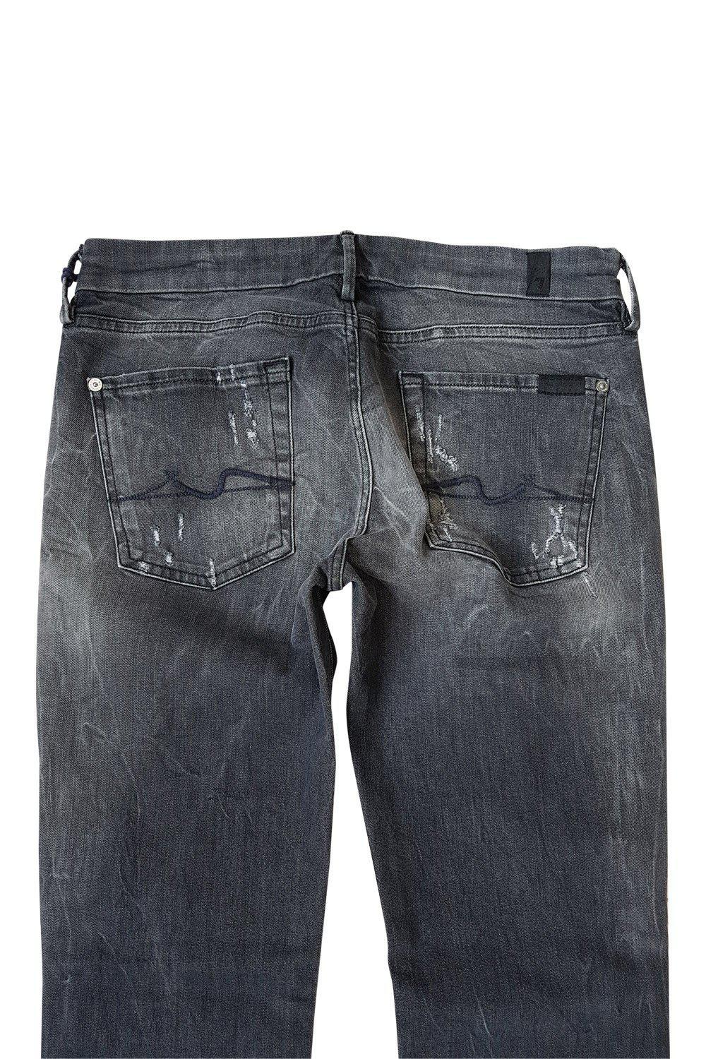 7 SEVEN FOR ALL MANKIND Slim Cigarette Jeans Authentic Grey Distress (W28 L29)-Seven For All Mankind-The Freperie