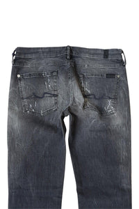 7 SEVEN FOR ALL MANKIND Slim Cigarette Jeans Authentic Grey Distress (W28 L29)-Seven For All Mankind-The Freperie
