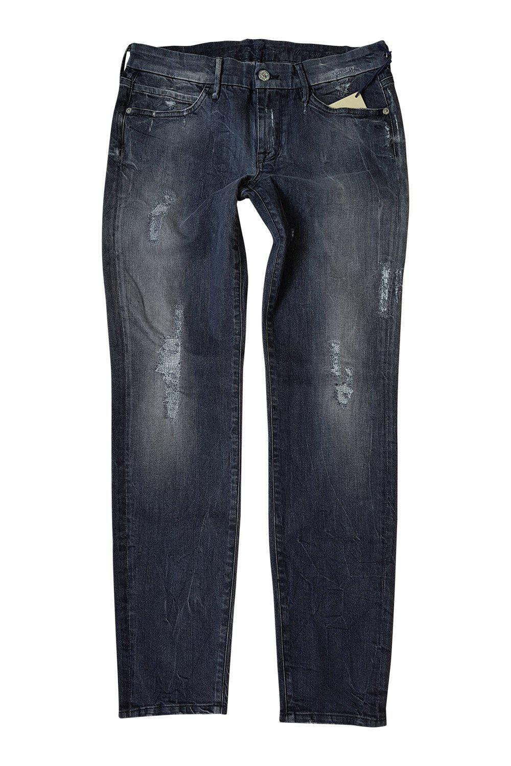7 SEVEN FOR ALL MANKIND Slim Cigarette Jeans Authentic Grey Distress (W28 L29)-Seven For All Mankind-The Freperie