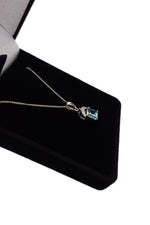Load image into Gallery viewer, 925 STERLING SILVER Aquamarine &amp; Diamond Necklace-The Freperie-The Freperie

