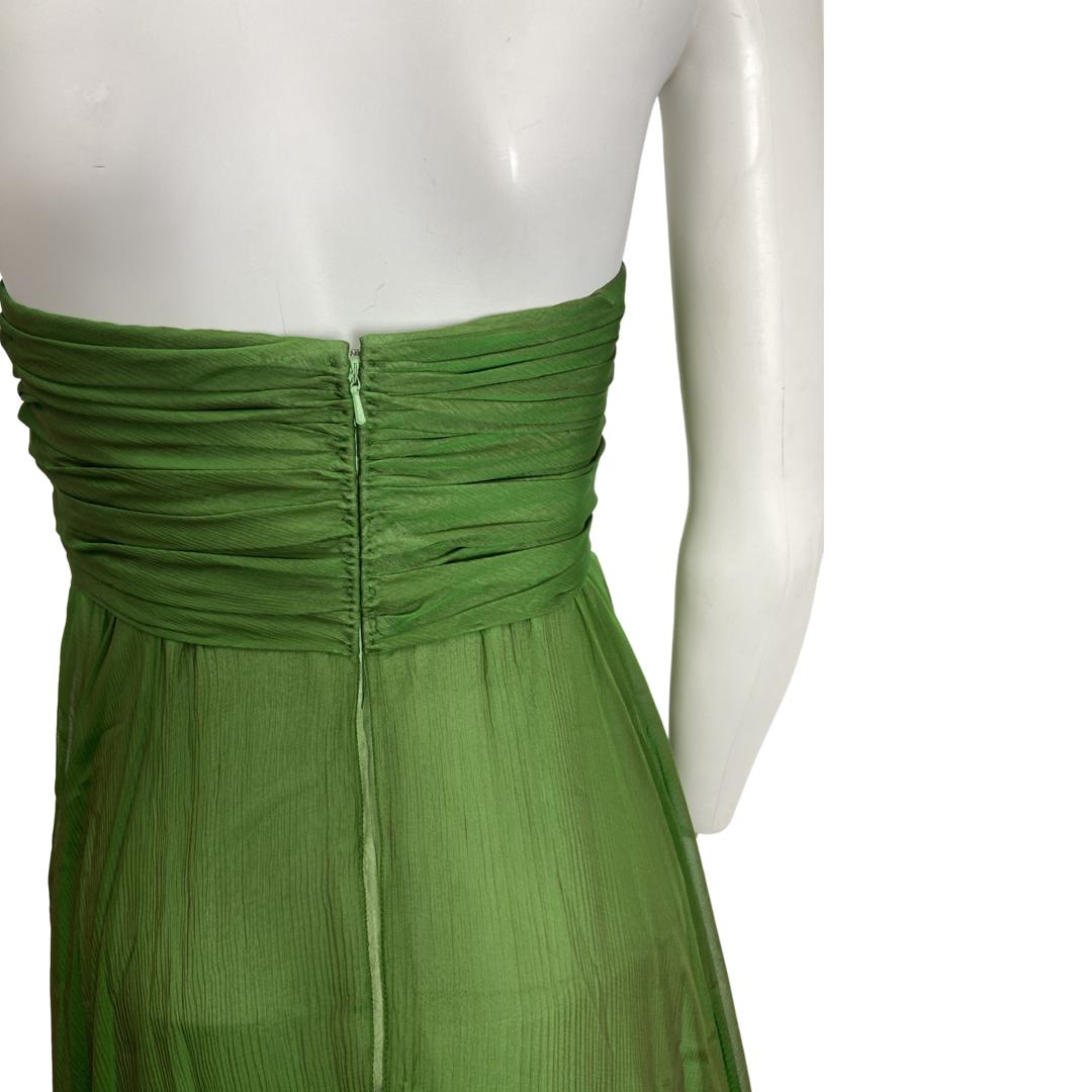 A changeant vintage green/purple silk-chiffon evening gown, 1990s-The Freperie