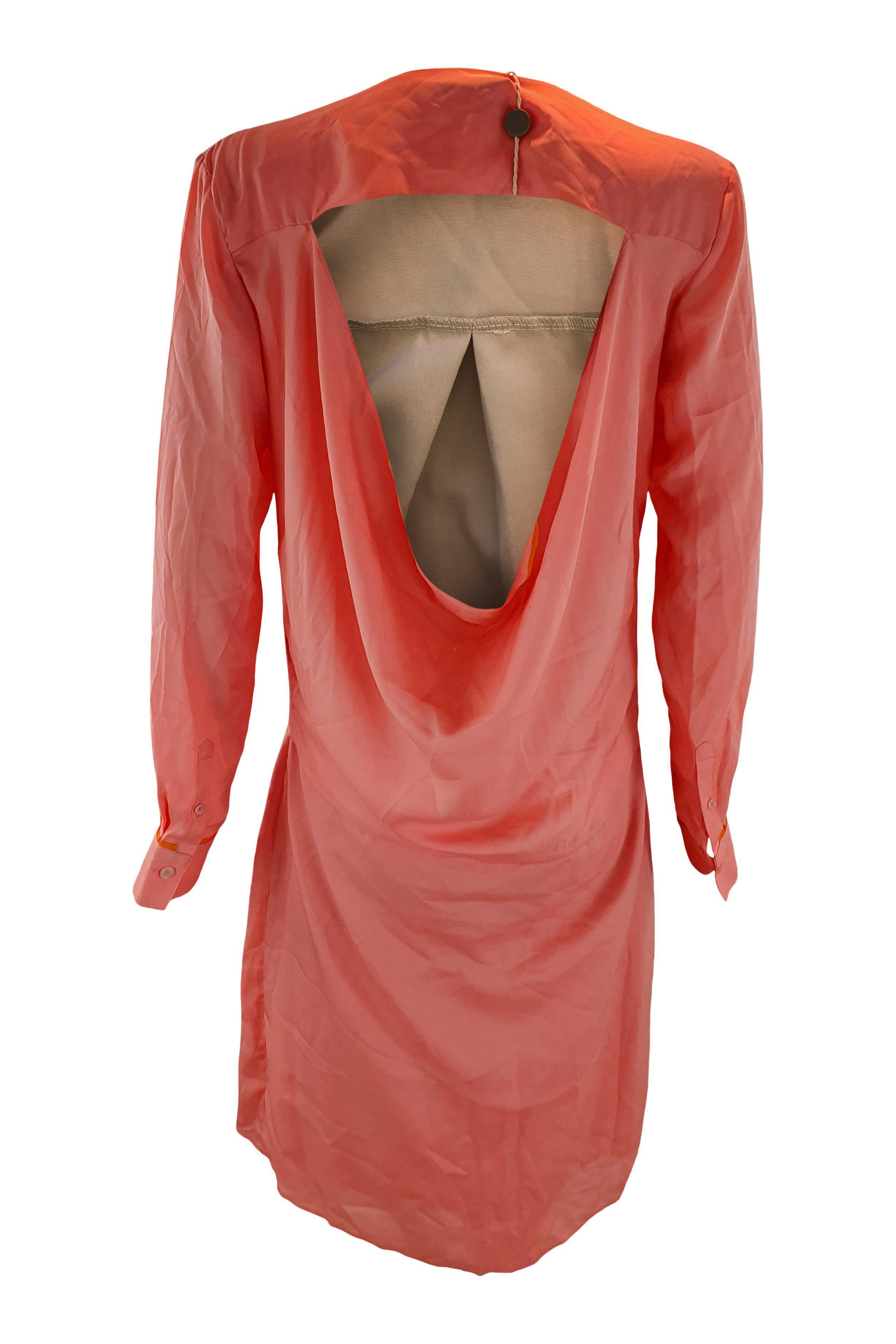 ACNE Pink Adelle Tape Open Back Long Sleeved Chiffon Dress (F 36)-Acne Studios-The Freperie