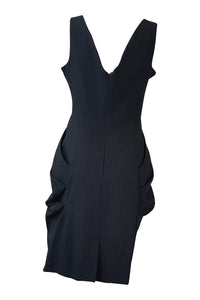 AD LIB Black Pin Stripe Fitted Dress (UK 12)-Ad Lib-The Freperie