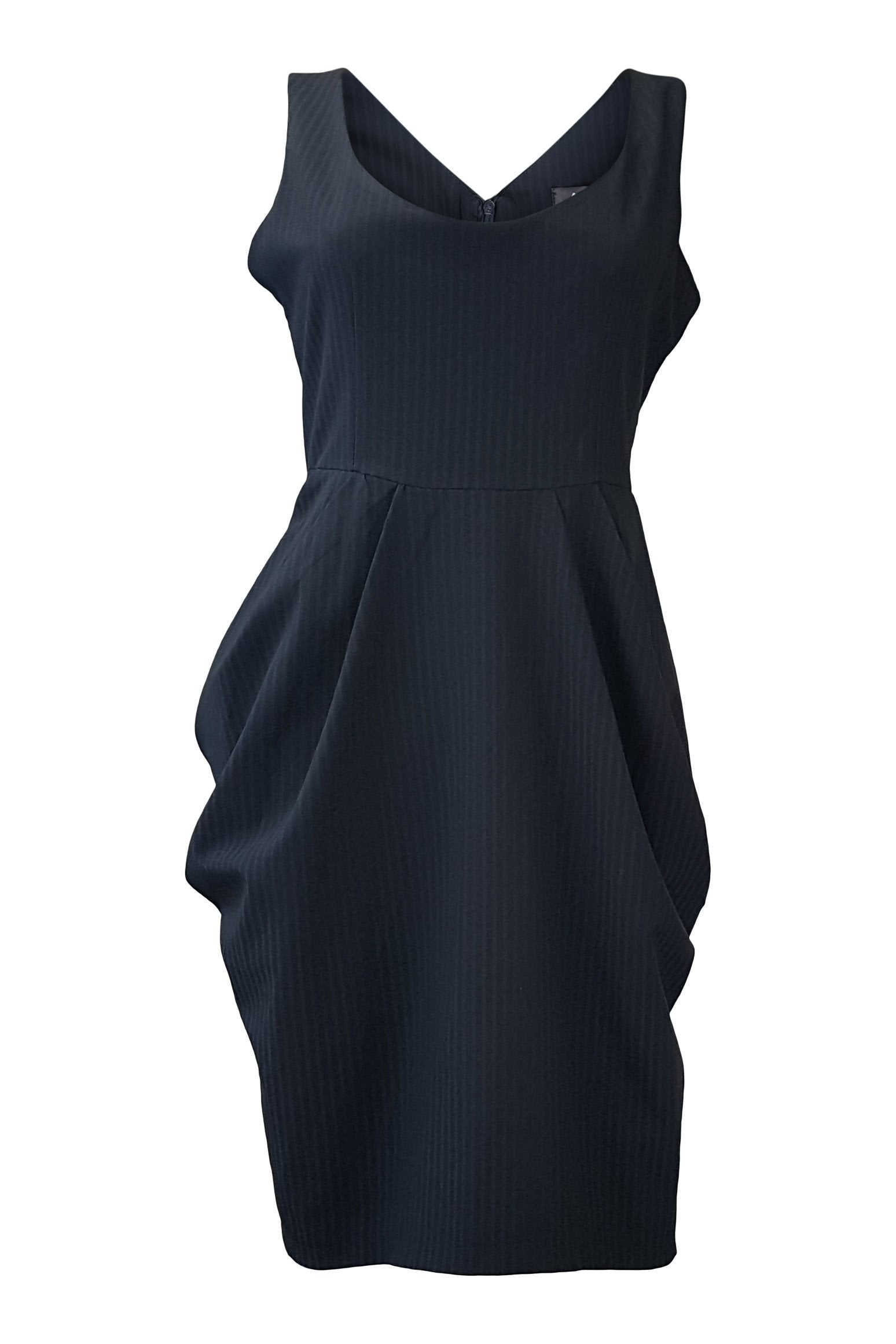 AD LIB Black Pin Stripe Fitted Dress (UK 12)-Ad Lib-The Freperie