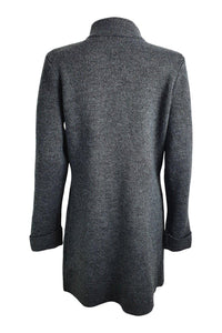 ADRIENNE VITTADINI Grey Knitted Wool Blend Funnel Neck Cardi Coat (M)-Adrienne Vittadini-The Freperie