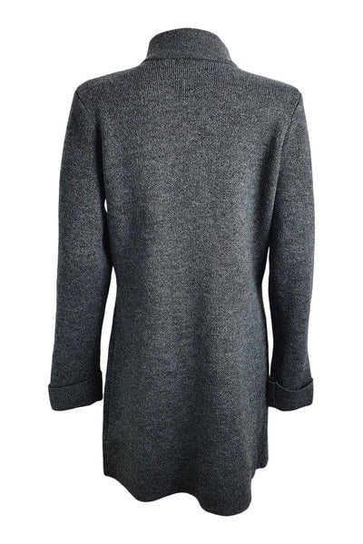 ADRIENNE VITTADINI Grey Knitted Wool Blend Funnel Neck Cardi Coat