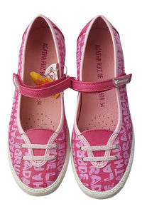 AGATHA RUIZ DE LA PRADA Girls Canvas Pink Writing Pumps (34)-Agatha Ruiz De La Prada-The Freperie