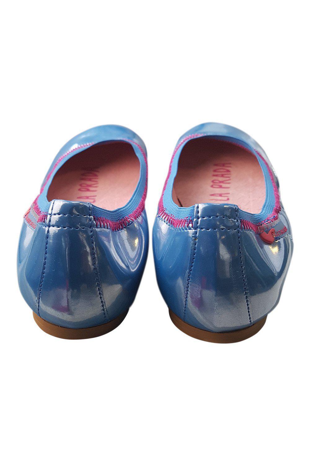 AGATHA RUIZ DE LA PRADA Girls Patent Leather Azul Blue Ballet Pumps (34)-Agatha Ruiz De La Prada-The Freperie