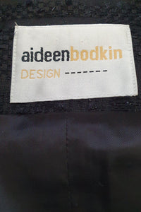 AIDEEN BODKIN Black Cotton Blend Waffle Long Coat (UK 8)-Aideen Bodkin-The Freperie