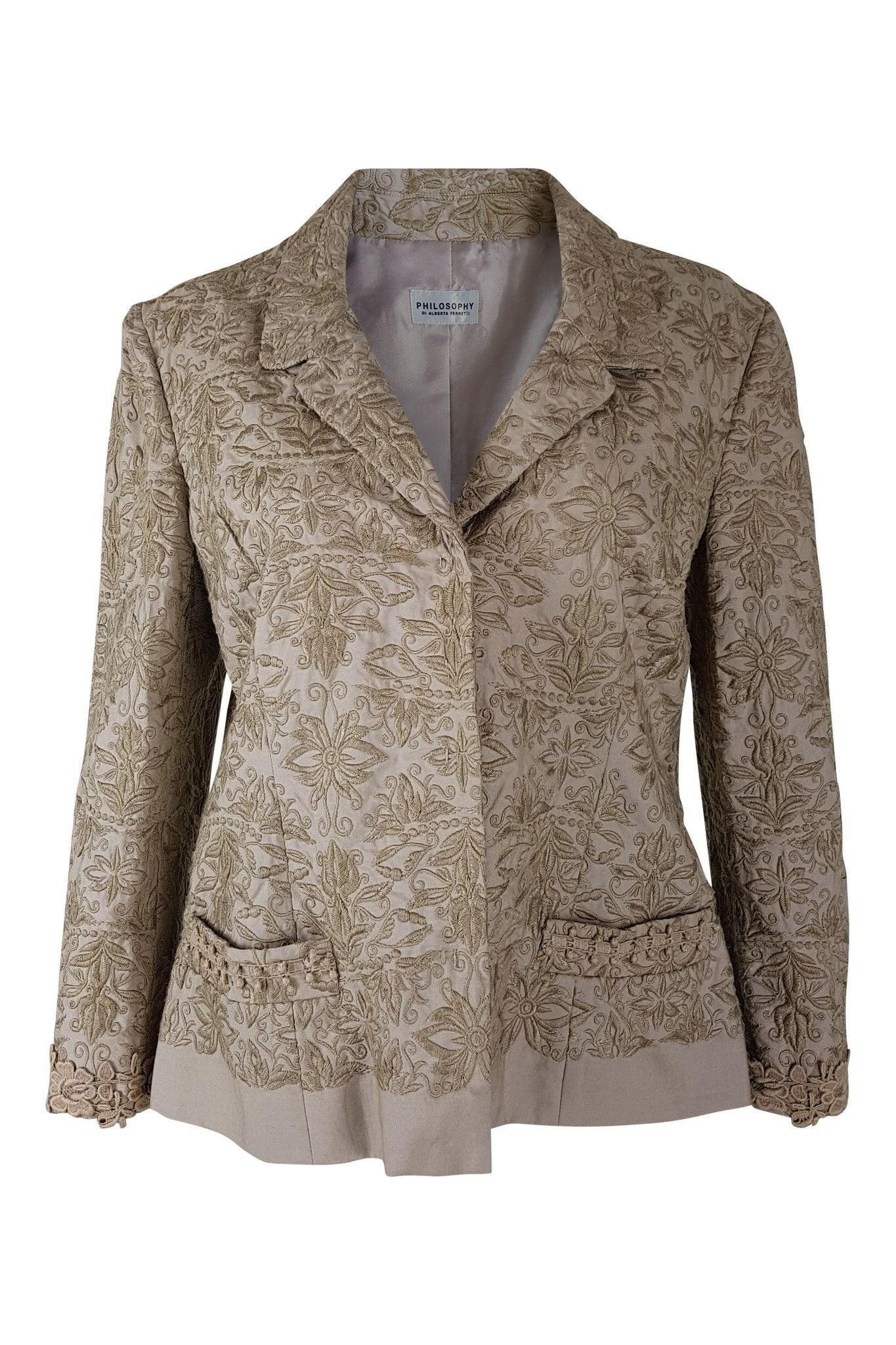 ALBERTA FERRETTI Cotton Embroidered Gold Jacket (14)-Alberta Ferretti-The Freperie