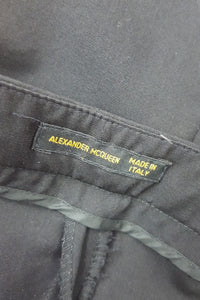 ALEXANDER McQUEEN Straight Leg Mid Rise Black Trousers (44)-Alexander McQueen-The Freperie