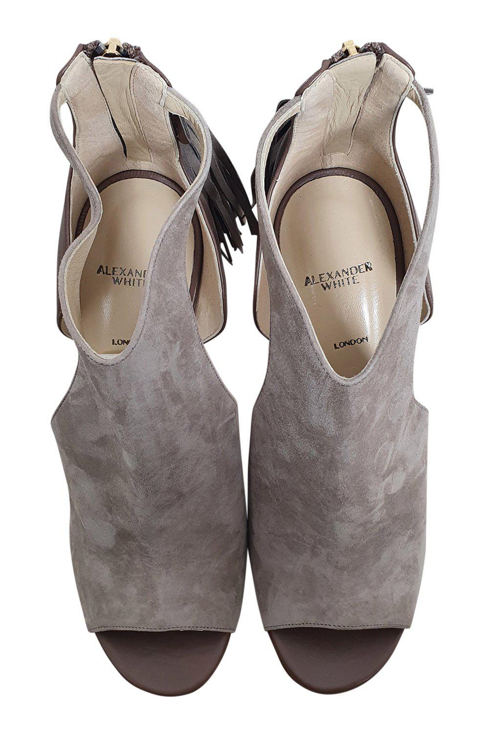 ALEXANDER WHITE Fiza Peep Toe Bootie In Koala Suede (EU 41)-Alexander White-The Freperie