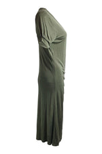 Load image into Gallery viewer, ALLUDE 100% Jersey Silk Khaki Green Gathered Midi Dress (XL)-Allude-The Freperie
