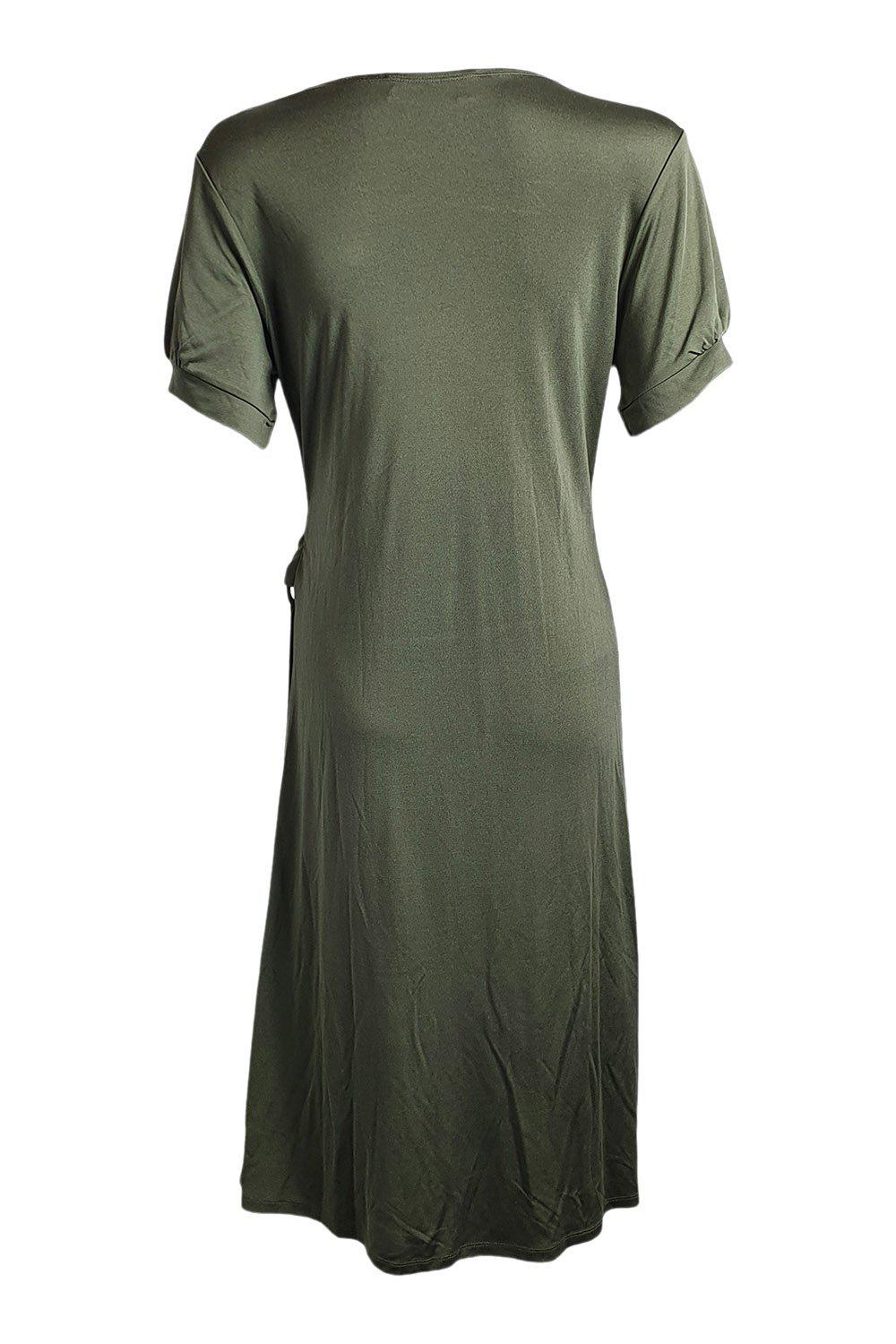ALLUDE 100% Jersey Silk Khaki Green Gathered Midi Dress (XL)-Allude-The Freperie
