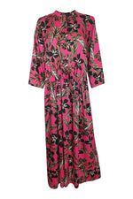 Load image into Gallery viewer, ALYSI CHOCOLAT Fuchsia Pink 3/4 Sleeve Floral Print Midi Dress (IT 42)-Alysi Chocolat-The Freperie
