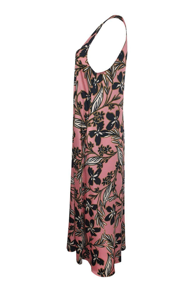 ALYSI CHOCOLAT Pale Pink Sleeveless Floral Print Midi Dress (IT 44 ...
