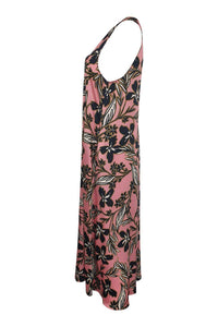ALYSI CHOCOLAT Pale Pink Sleeveless Floral Print Midi Dress (IT 44)-Alysi Chocolat-The Freperie