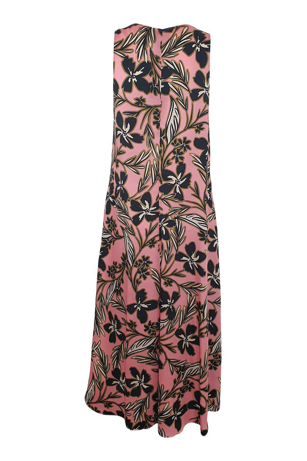 ALYSI CHOCOLAT Pale Pink Sleeveless Floral Print Midi Dress (IT 44)-Alysi Chocolat-The Freperie