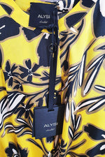 Load image into Gallery viewer, ALYSI CHOCOLAT Sunshine Yellow 3/4 Sleeve Floral Print Midi Dress (IT 44)-Alysi Chocolat-The Freperie
