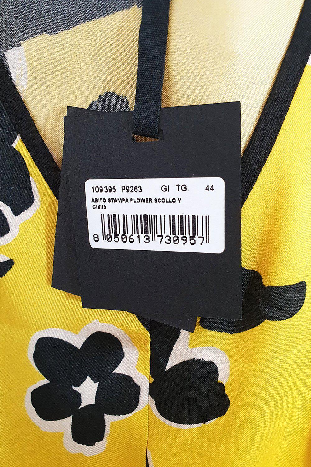 ALYSI CHOCOLAT Yellow Short Sleeve Floral Print Midi Dress (IT 44)-Alysi Chocolat-The Freperie