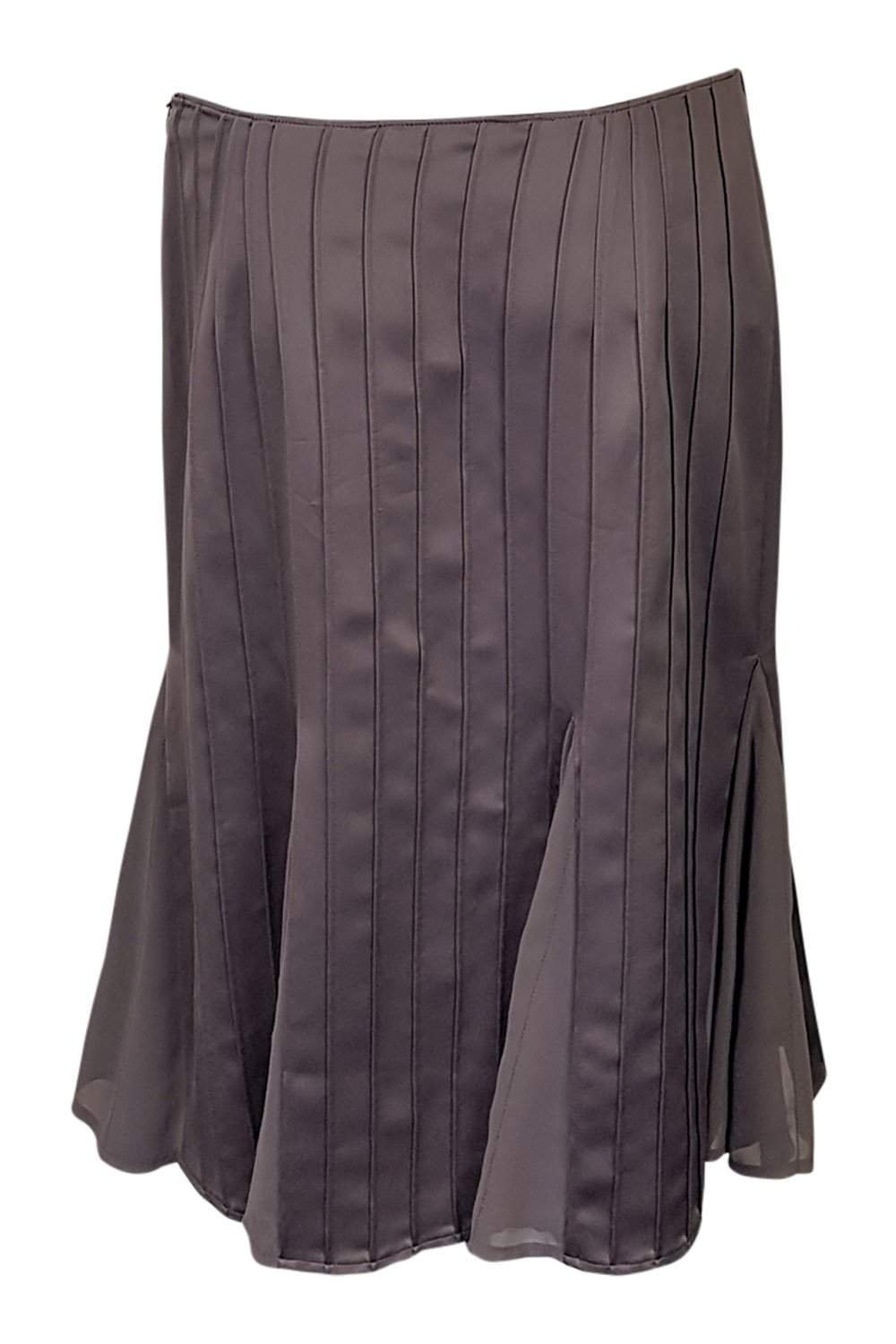 AMANDA WAKELEY Elements Grey Silk Pleated Skirt (UK 10)-Amanda Wakeley-The Freperie