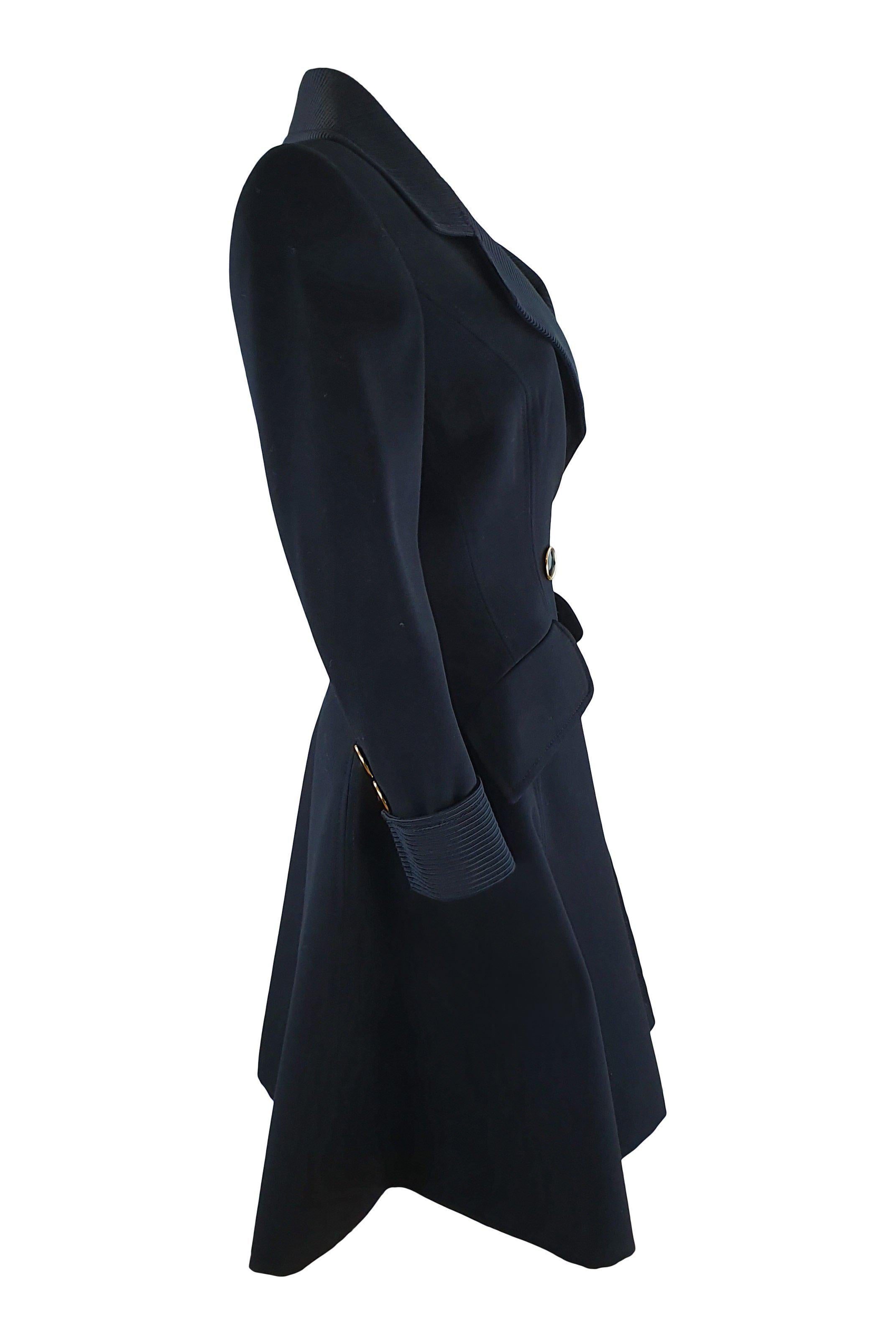 ANDREA ODICINI Vintage 1980s Black Wool Princess Coat (IT 40)-Andrea Odicini-The Freperie