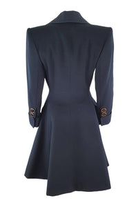 ANDREA ODICINI Vintage 1980s Black Wool Princess Coat (IT 40)-Andrea Odicini-The Freperie