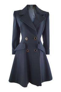ANDREA ODICINI Vintage 1980s Black Wool Princess Coat (IT 40)-Andrea Odicini-The Freperie