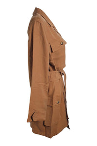 ANINE BING Brown Kaiden Lyocell Long Sleeve Safari Dress (M | UK 12 | US 10)-The Freperie