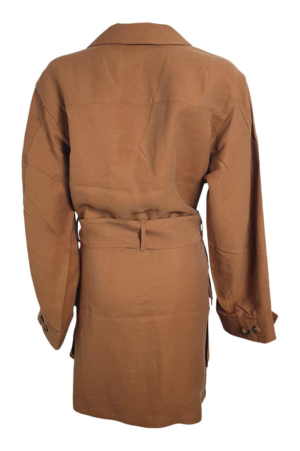 ANINE BING Brown Kaiden Lyocell Long Sleeve Safari Dress (M | UK 12 | US 10)-The Freperie