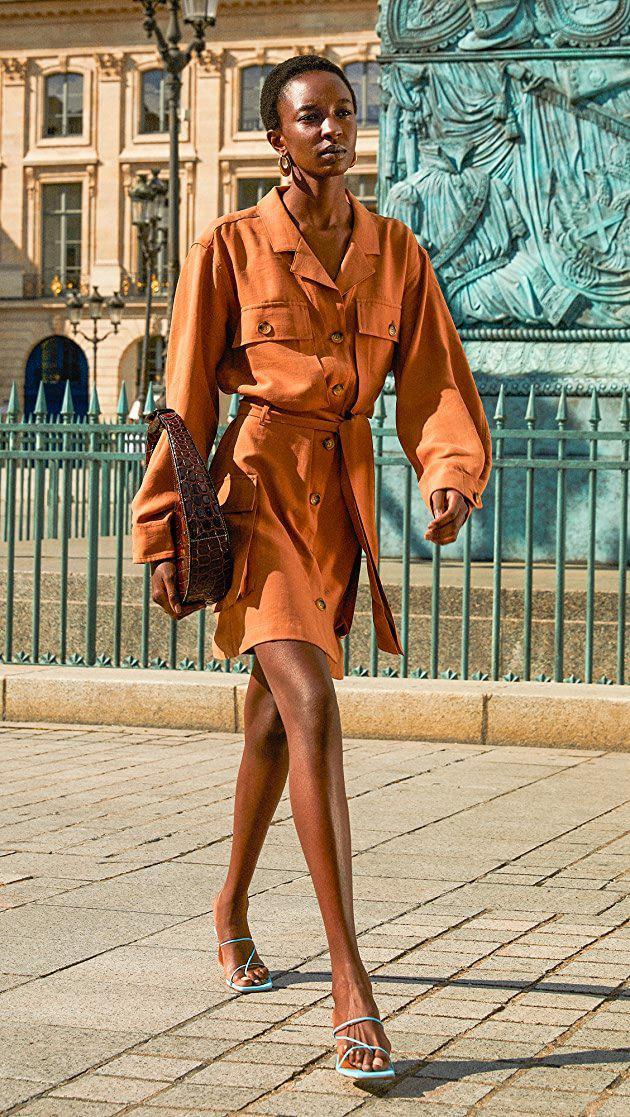 ANINE BING Brown Kaiden Lyocell Long Sleeve Safari Dress (M | UK 12 | US 10)-The Freperie